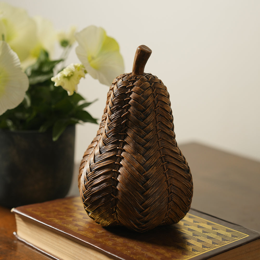 Brown Polyresin Woven Pear