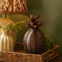 Brown Polyresin Woven Pineapple