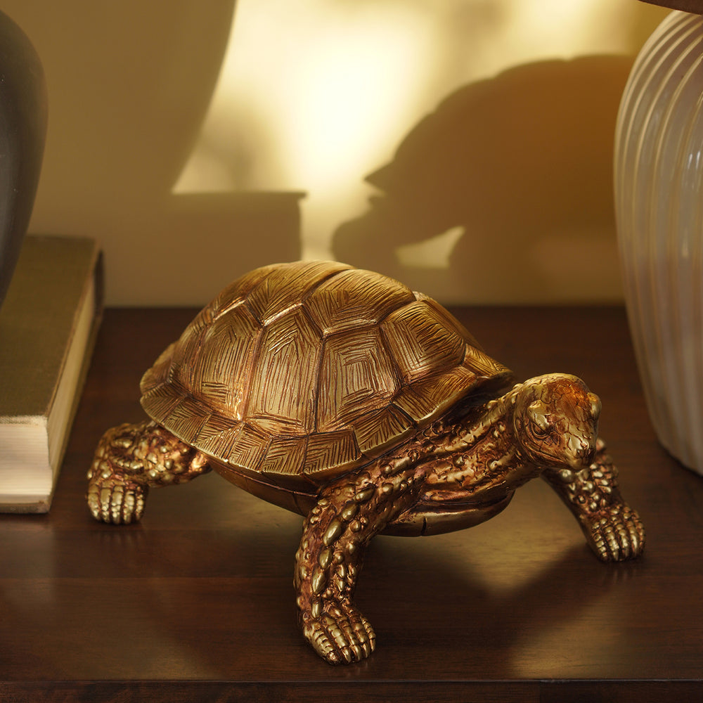 Antique Gold Polyresin Turtle - Large
