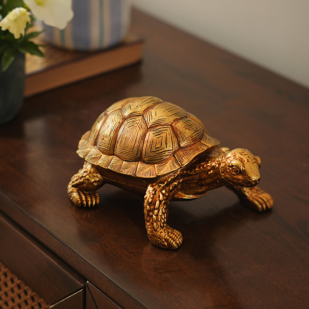 Antique Gold Polyresin Turtle - Small