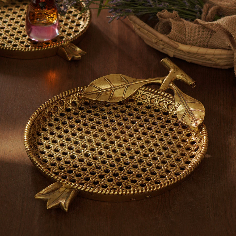 Antique Gold Polyresin Pineapple Platter - Large