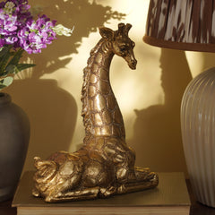 Antique Gold Polyresin Sitting Giraffe