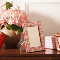 Pink Red Heart Print Faux Leather Photo Frame - Large