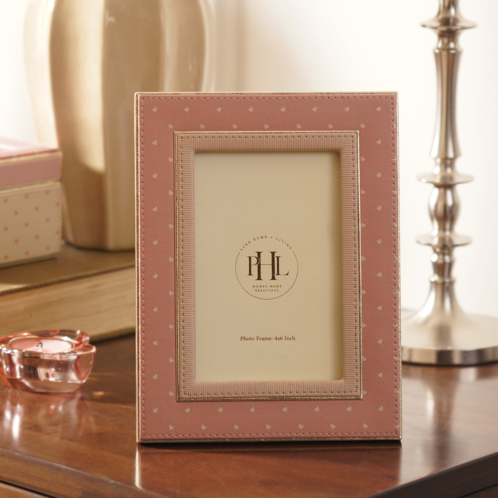 Pink Printed Faux Leather Photo Frame - Small