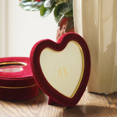 Red Heart Shaped Velvet Textured Photo Frame