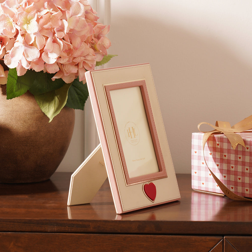 Beige Faux Leather Photo Frame - Small