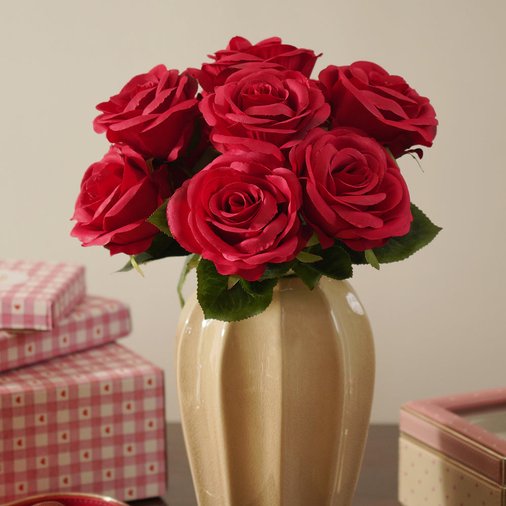 Red Artificial Rose Bunch Spray - Single