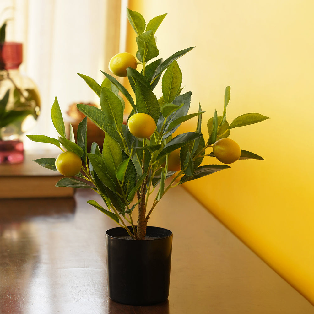 Yellow Artificial Lemon Potted Tree - Medium