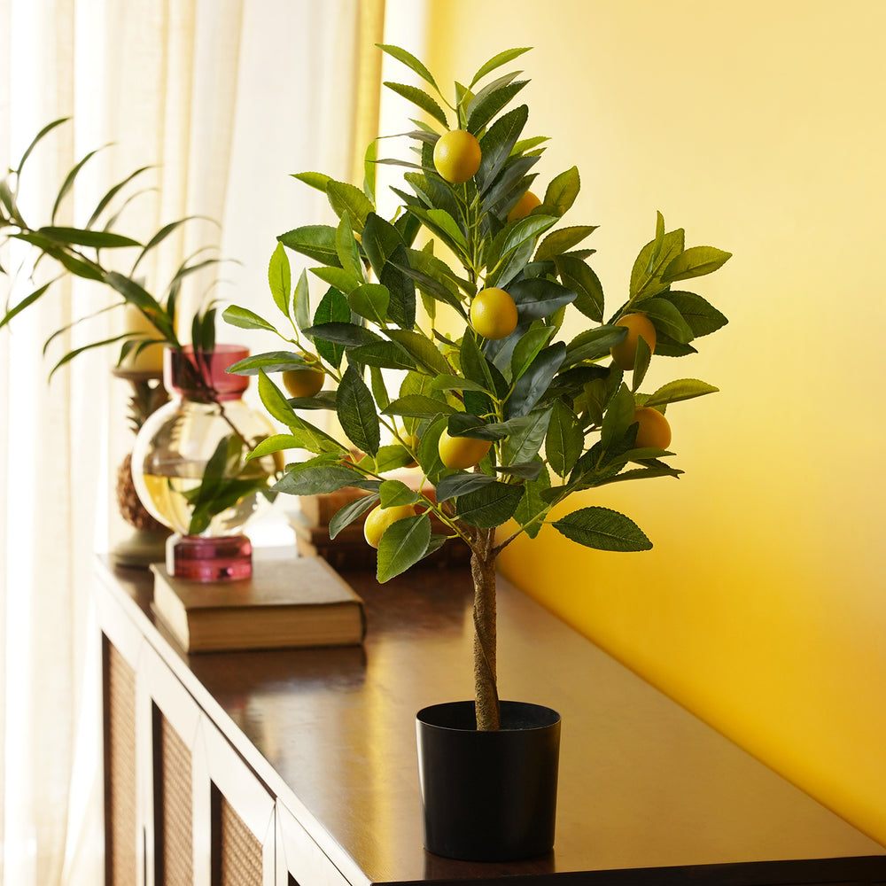 Yellow Artificial Lemon Potted Tree - Large