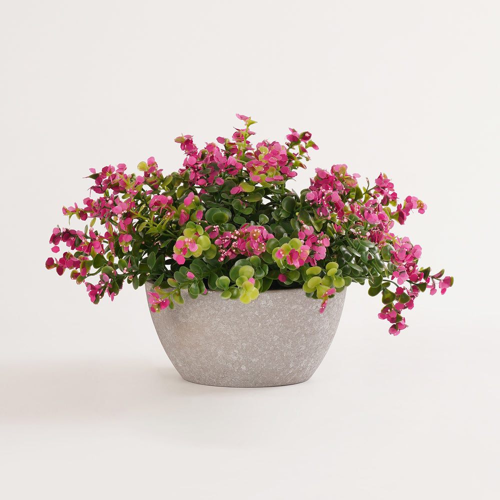 Dark Pink Artificial Flowers in Paper Mache Pot