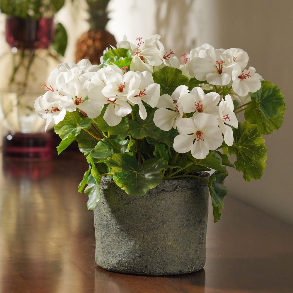 White Artificial Begonia Potted Plant