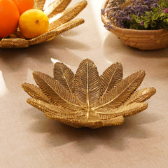 Antique Gold Polyresin Leaf Bowl - Small
