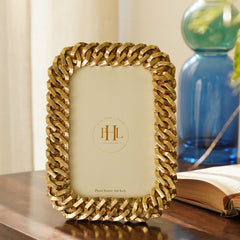 Antique Gold Polyresin Interlocked Photo Frame - Small
