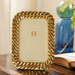 Antique Gold Polyresin Interlocked Photo Frame - Large
