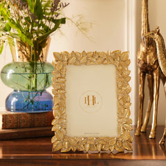 Antique Gold Polyresin Leaf Photo Frame - Large