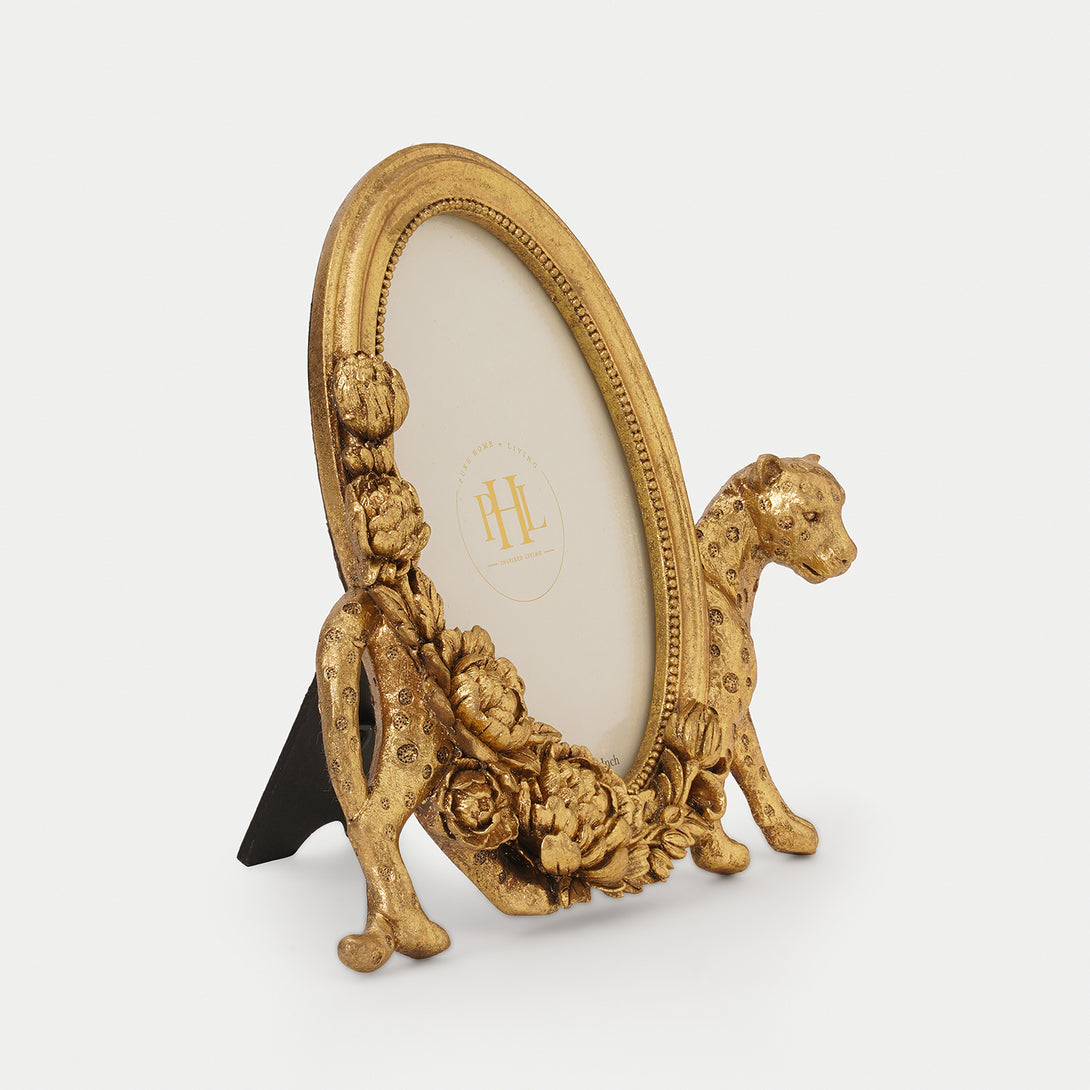 Antique Gold Polyresin Leopard Photo Frame