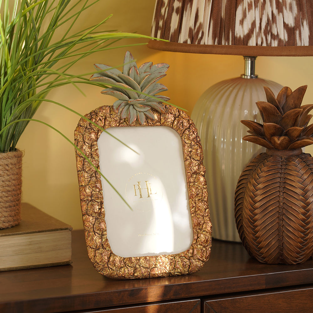 Antique Gold Polyresin Pineapple Photo Frame
