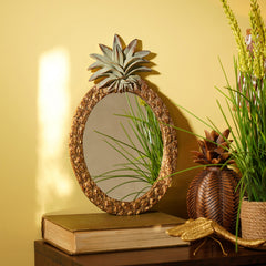 Antique Gold Polyresin Pineapple Oval Mirror
