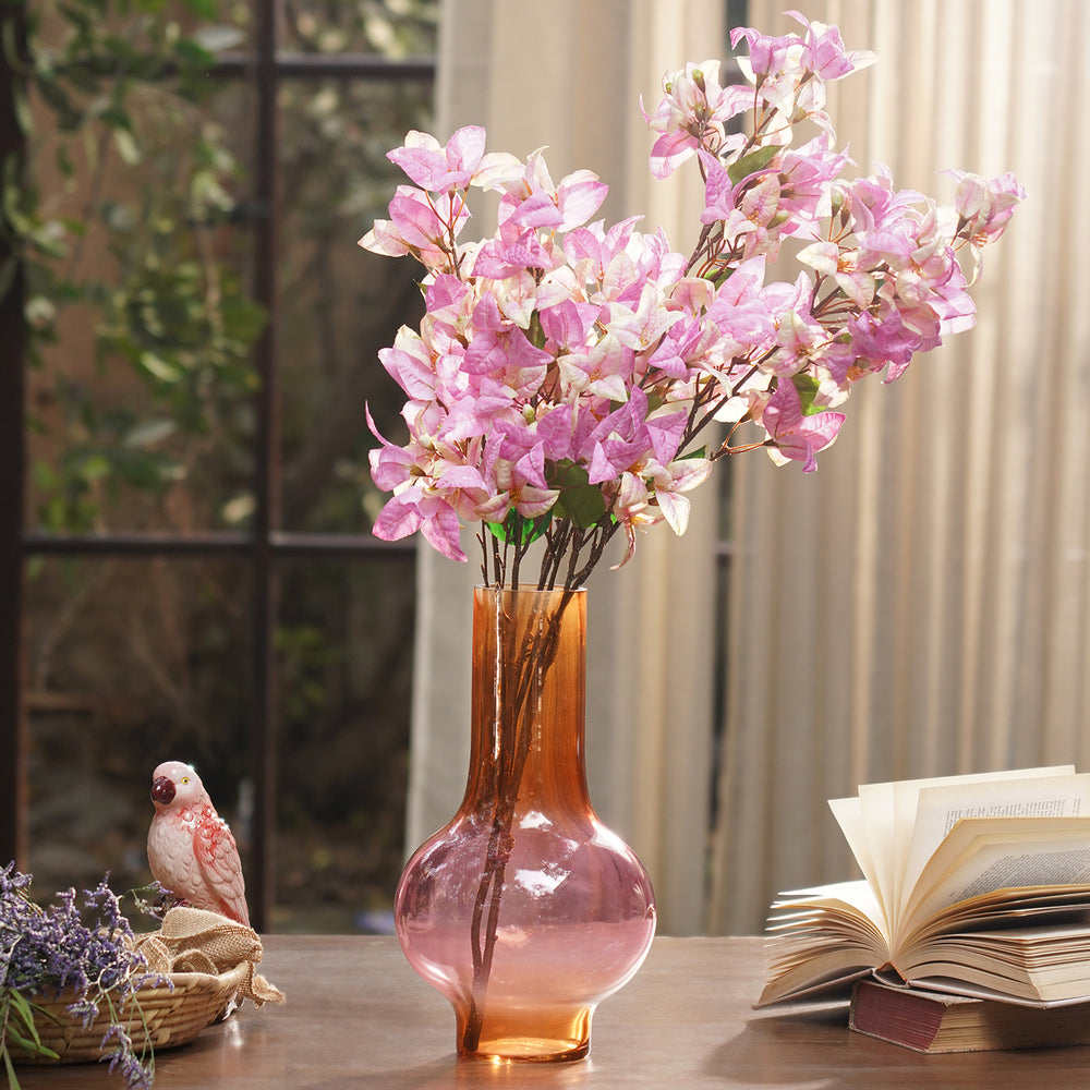 Pink Orange Ombré Glass Vase