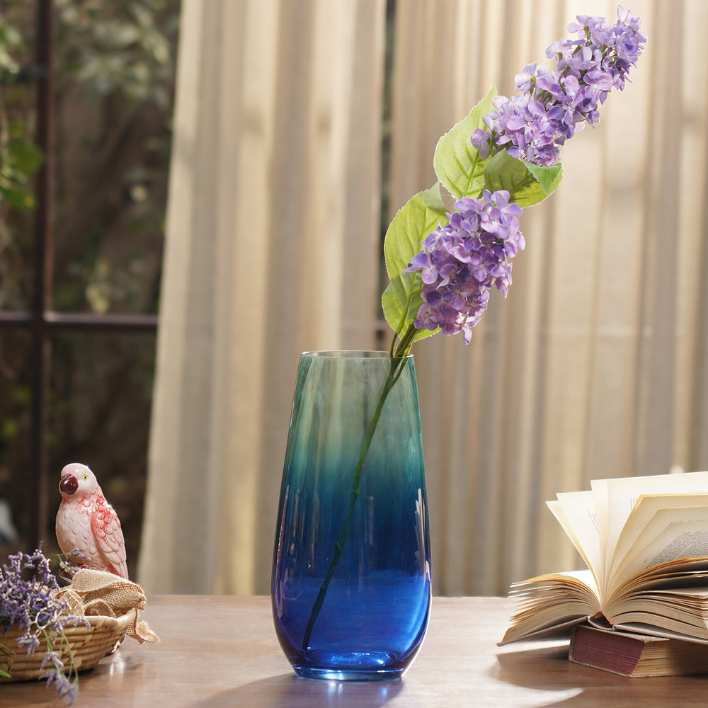 Green Blue Ombré Glass Vase