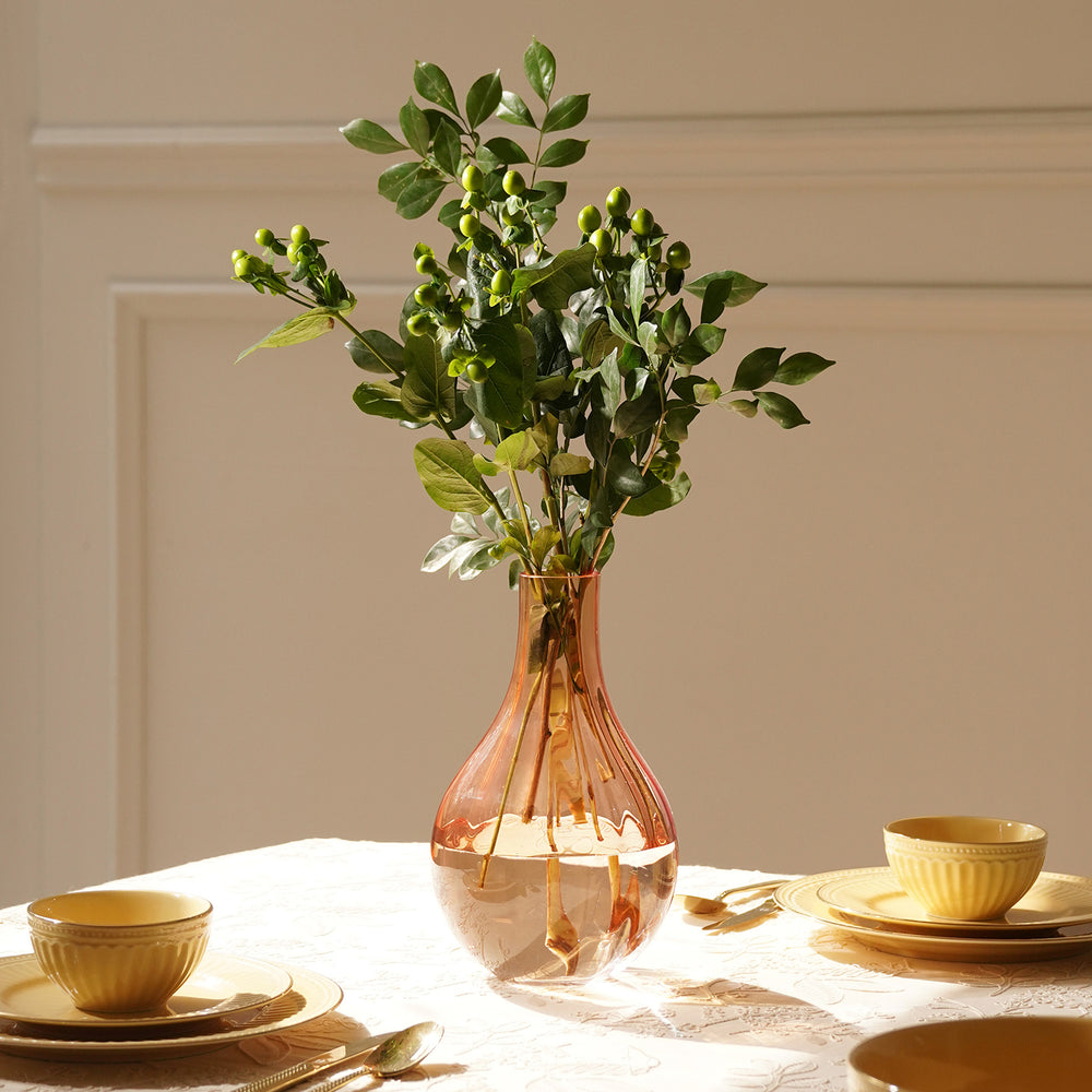 Pink Orange Glass Vase with Ombré