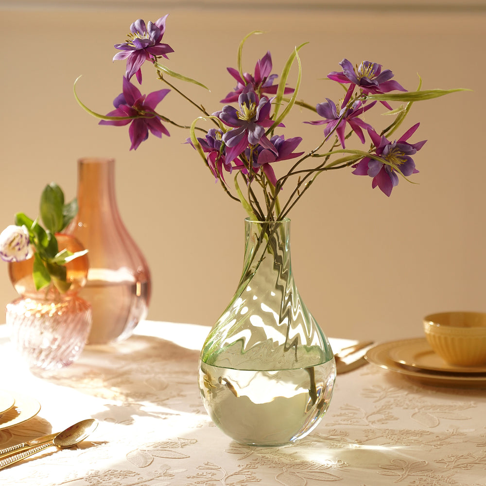 Blue Green Swirl Glass Vase with Ombré