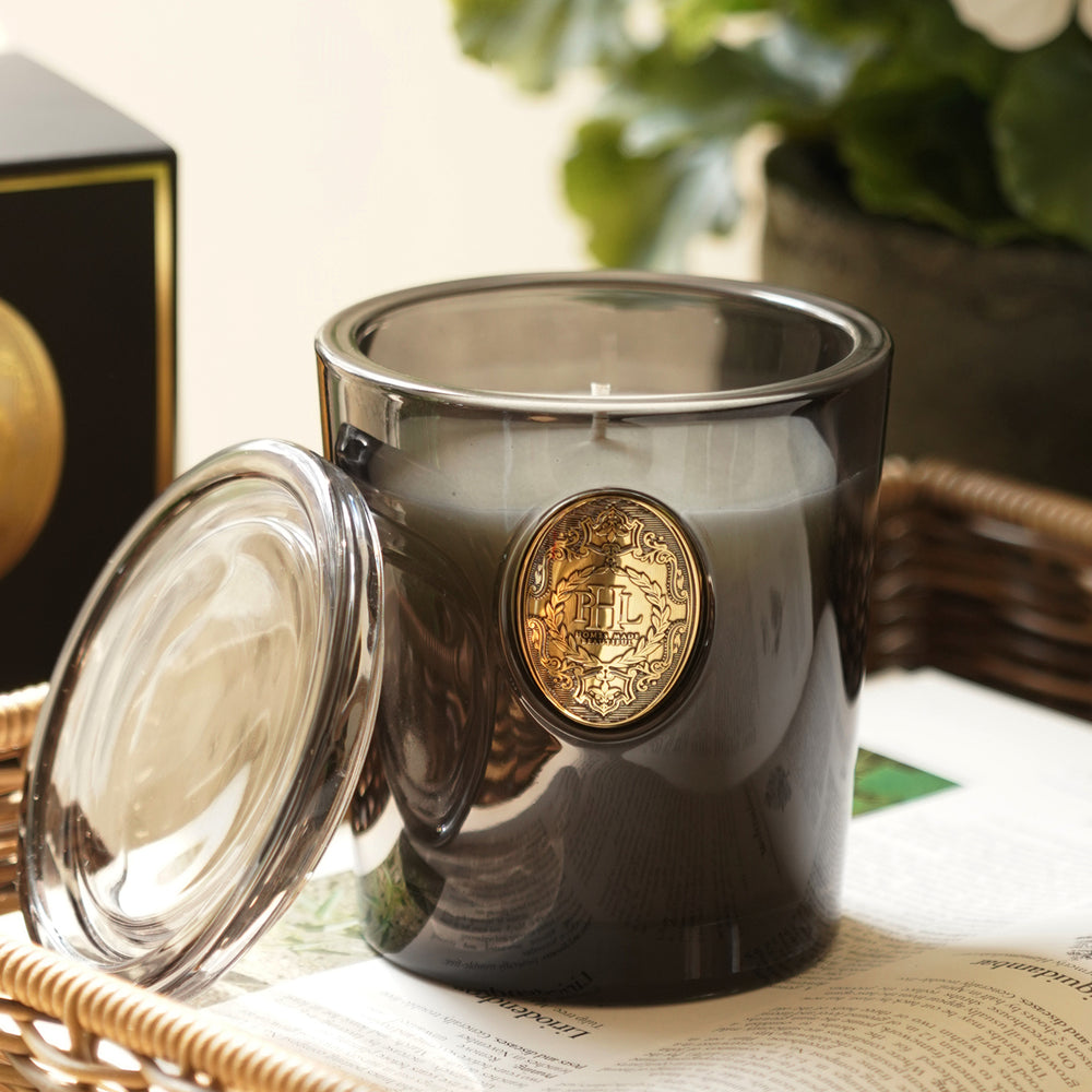 Neroli Scented Wax Filled Glass Candle Jar -Black
