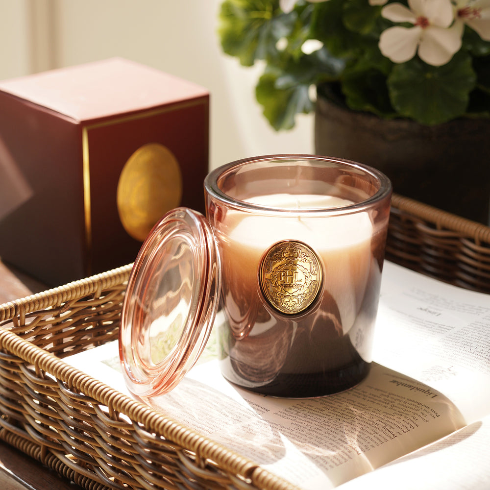 Oud Exotique Scented Wax Filled Glass Candle Jar - Amber Black