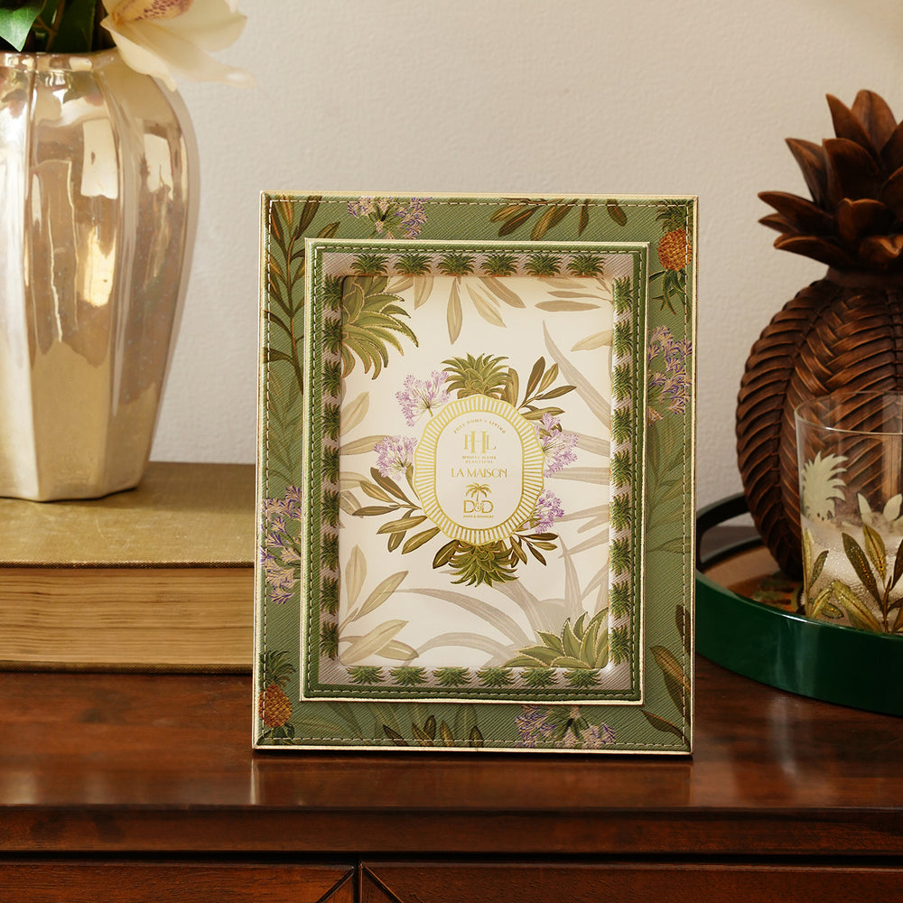 Green Pineapple Print Faux Leather Photo Frame - Large
