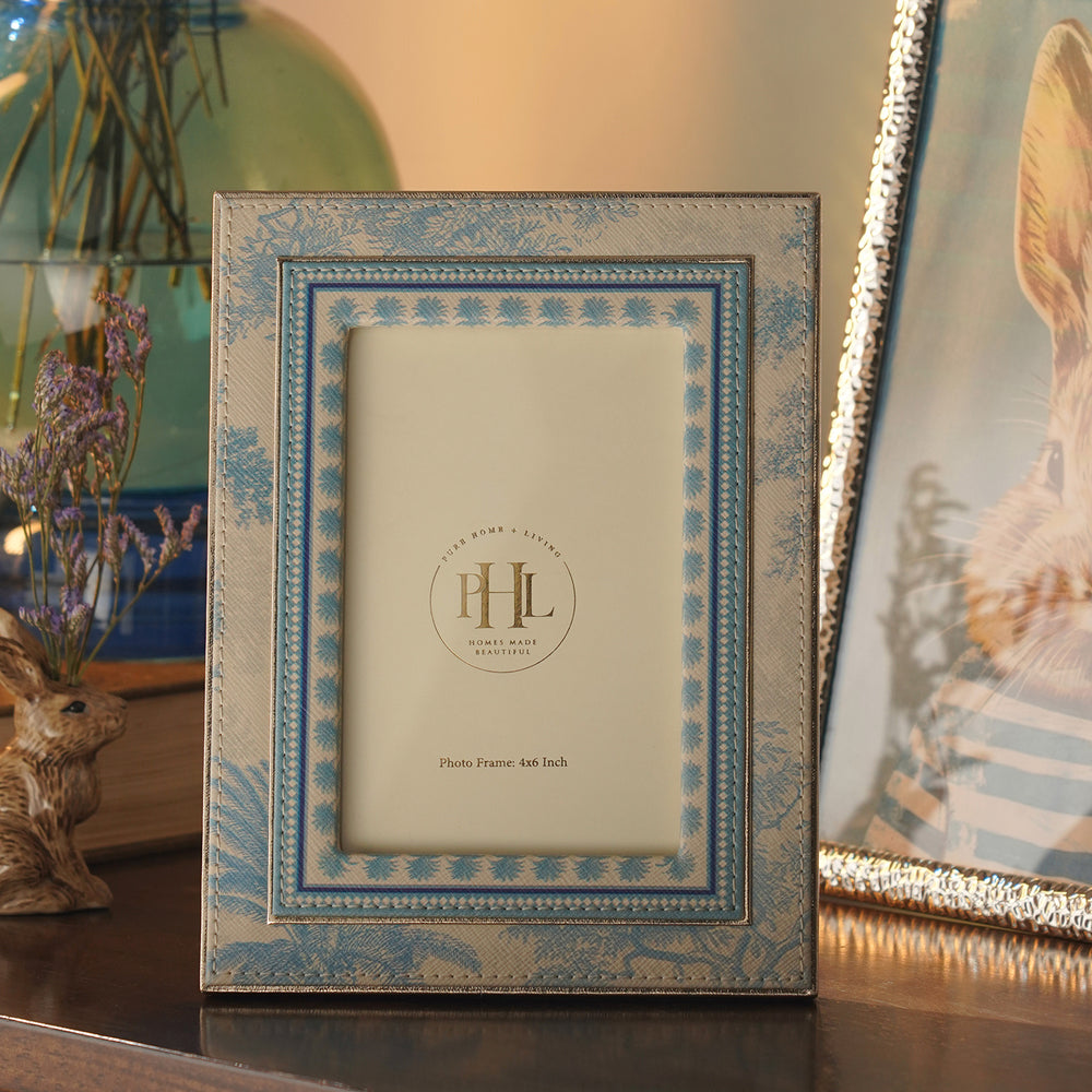 Blue Varena Faux Leather Photo Frame - Small