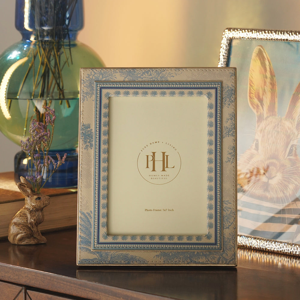 Blue Varena Faux Leather Photo Frame - Large