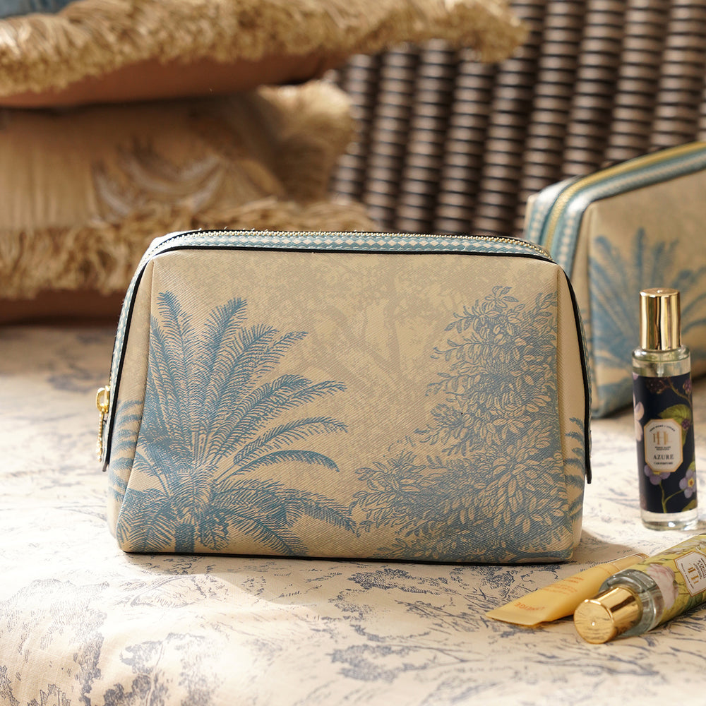 Blue Varena Faux Leather Vanity Pouch - Large
