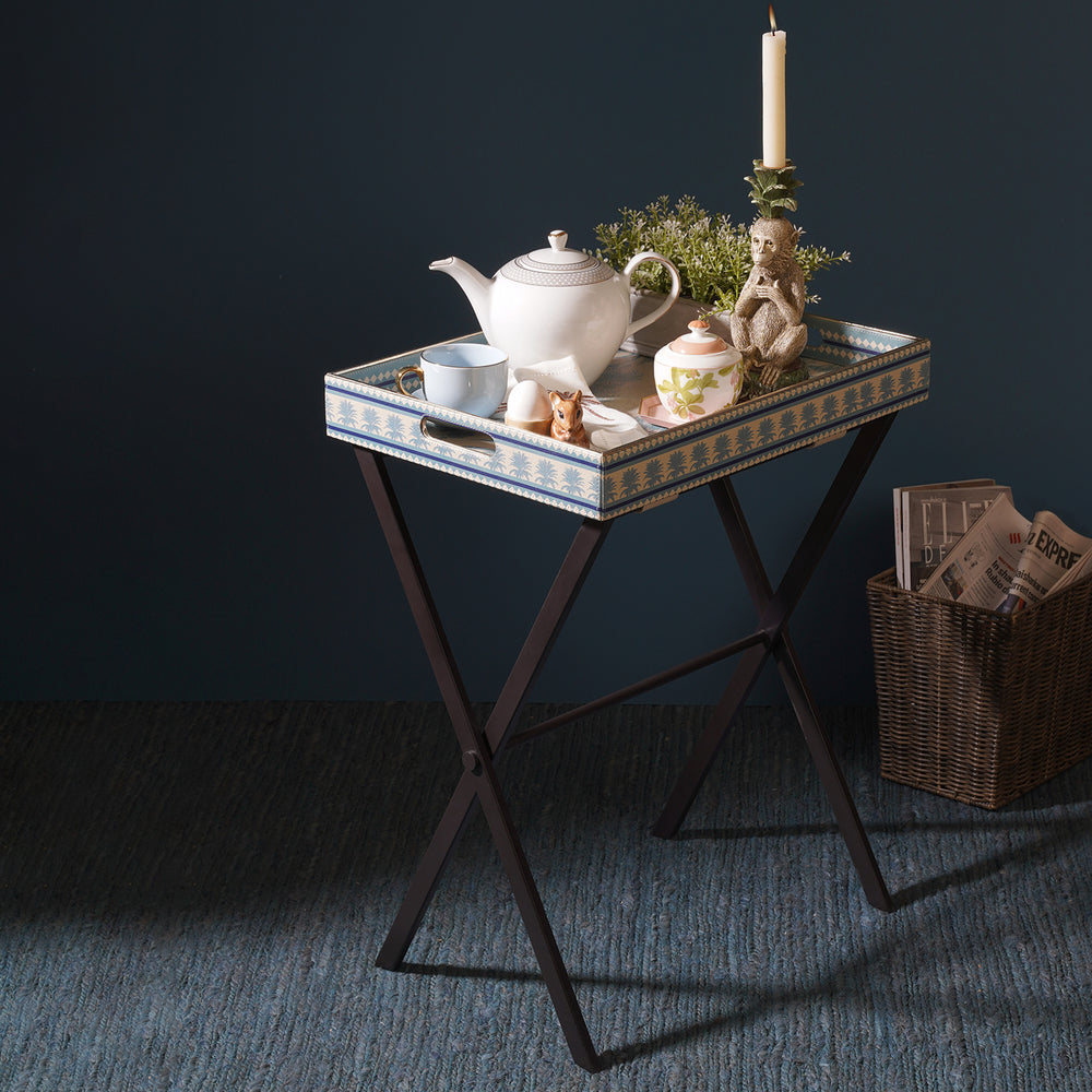 Blue Varena Faux Leather Serving Tray