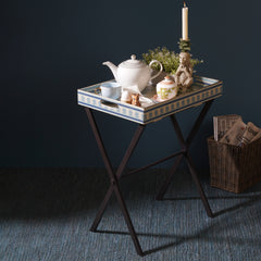 Blue Varena Faux Leather Serving Tray