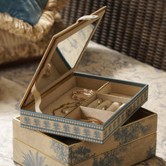 Blue Varena Rectangle Faux Leather Jewellery Box