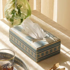 Blue Varena Faux Leather Tissue Box