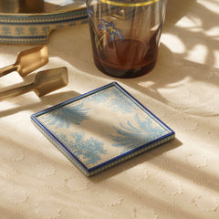 Set of 4 Blue Varena Faux Leather Coasters