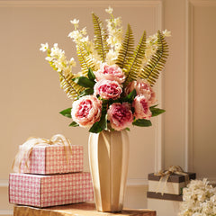 Pastel Bloom Pre-Made Faux Flower Arrangement with Vase