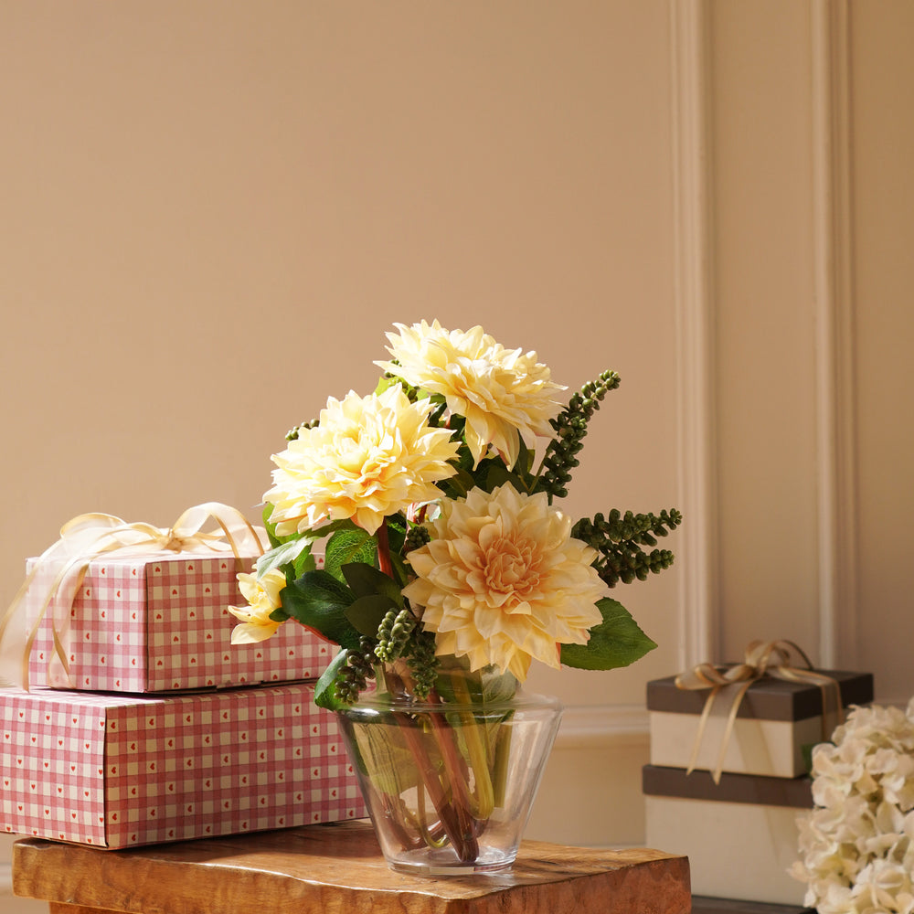 Citrus Meadow Pre-Made Faux Flower Arrangement with Vase