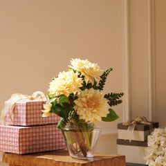 Citrus Meadow Pre-Made Faux Flower Arrangement with Vase