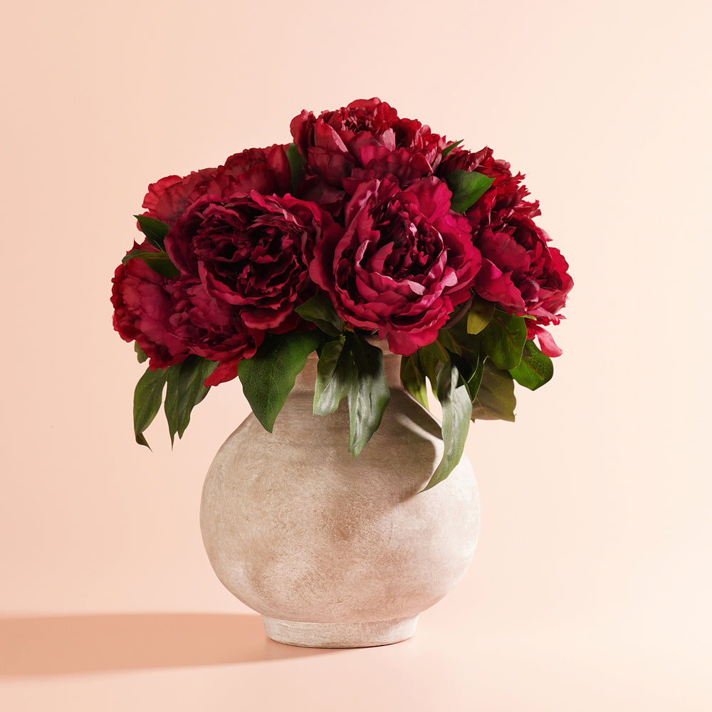 Velvet Rouge Pre-Made Faux Flower Bouquet with Vase