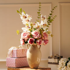 Blush Symphony Pre-Made Faux Flower Arrangement with Vase