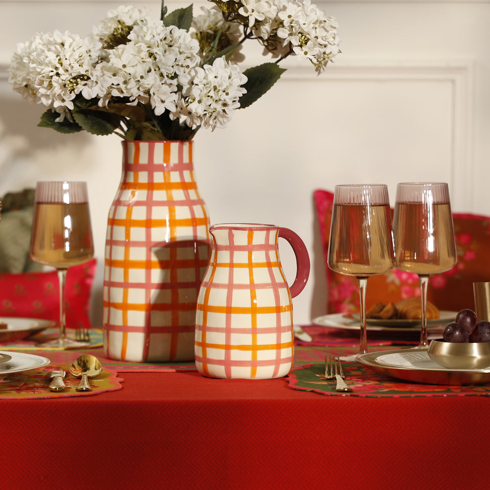 Pink & Orange Checkered Water Jug