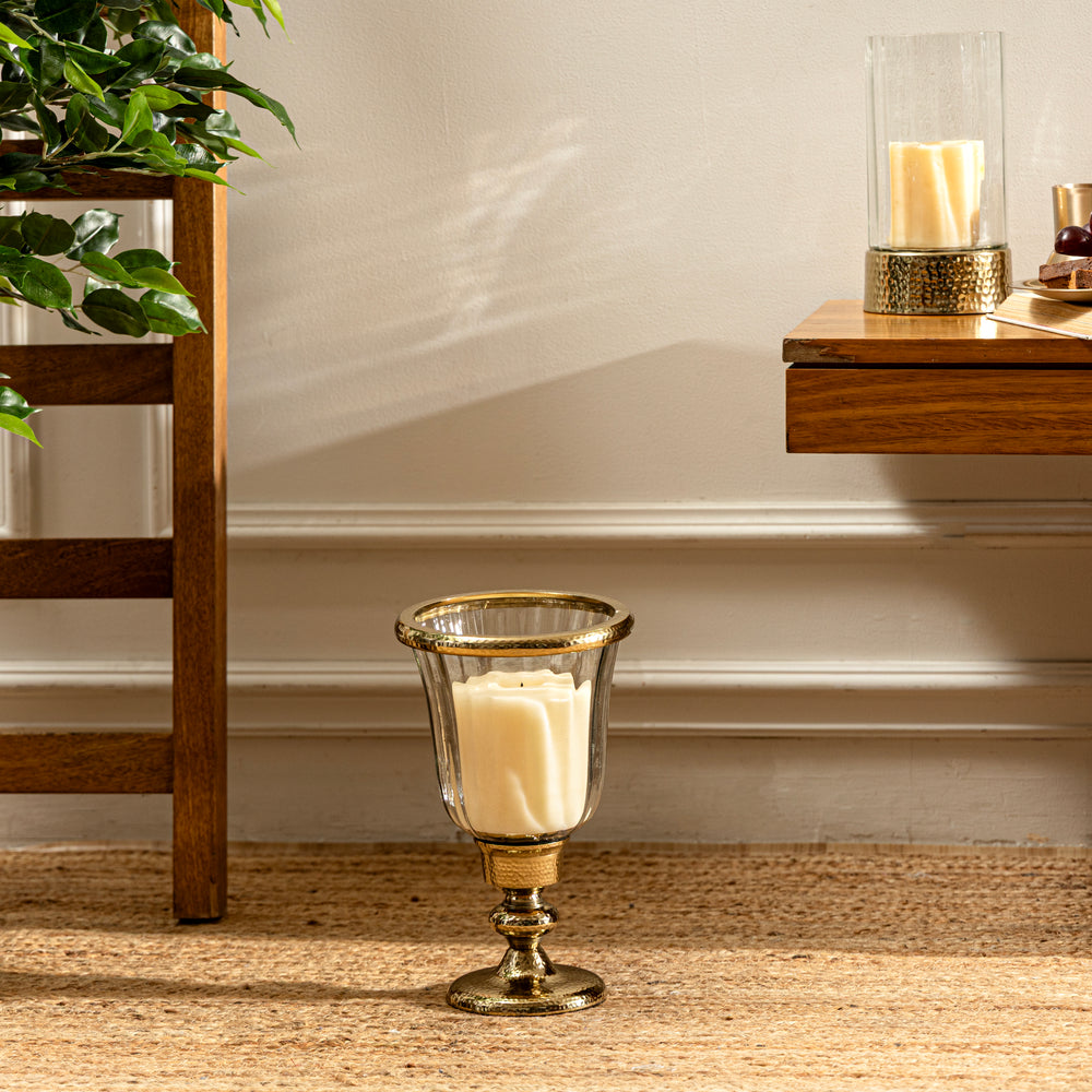 Clear & Gold Hammered Hurricane - Small