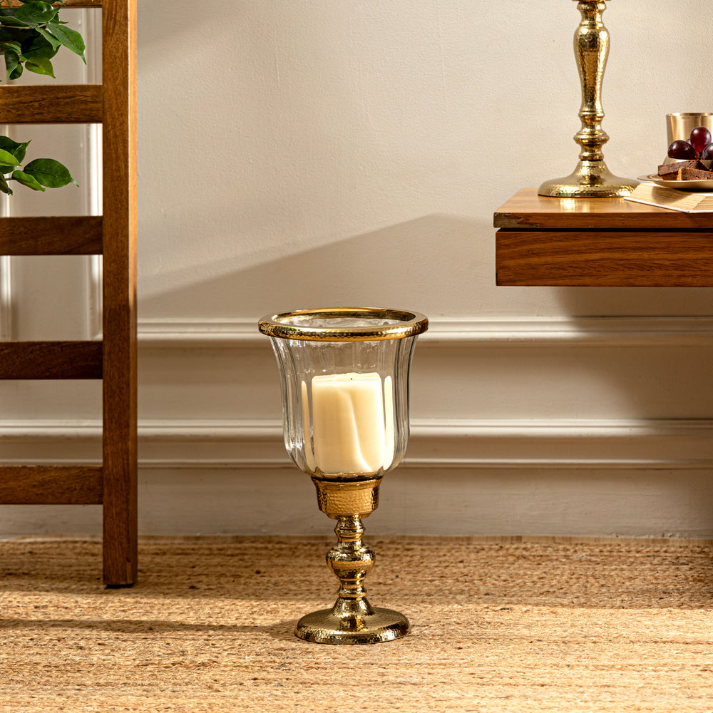 Clear & Gold Hammered Hurricane - Medium