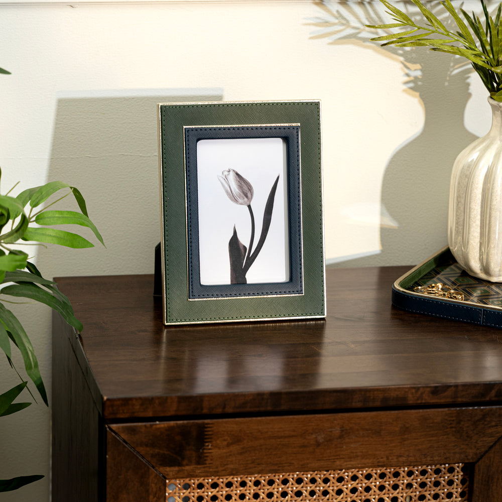 Green & Blue Faux Leather Photo Frame - Small