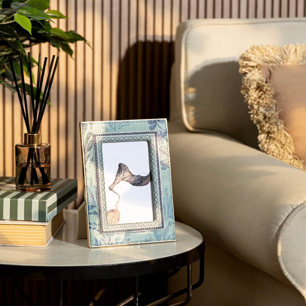 Far East Blue Faux Leather Photo Frame - Small