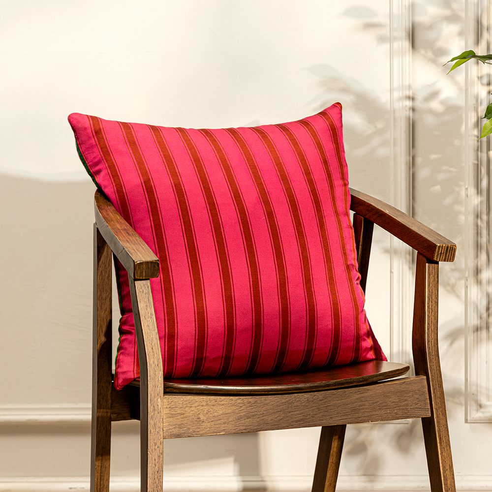 Rose Rhythm Magenta & Pink Linen Satin Cushion Cover