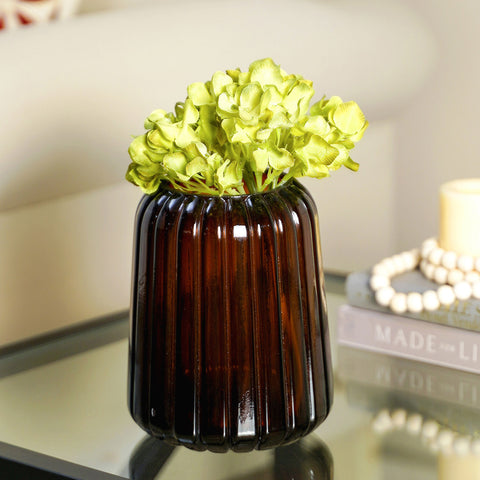 Olive Green Urn Glass Vase - Small