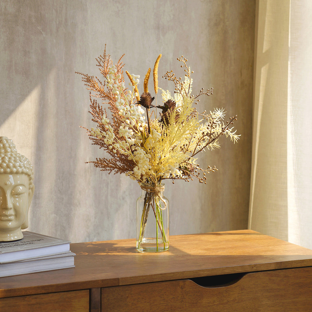 Brown Wheatgrass In Vase Artificial Flowers and Plants